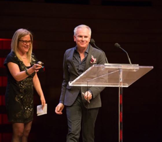 Michael MacLennan Accepting the WGC Showrunner Award 2018